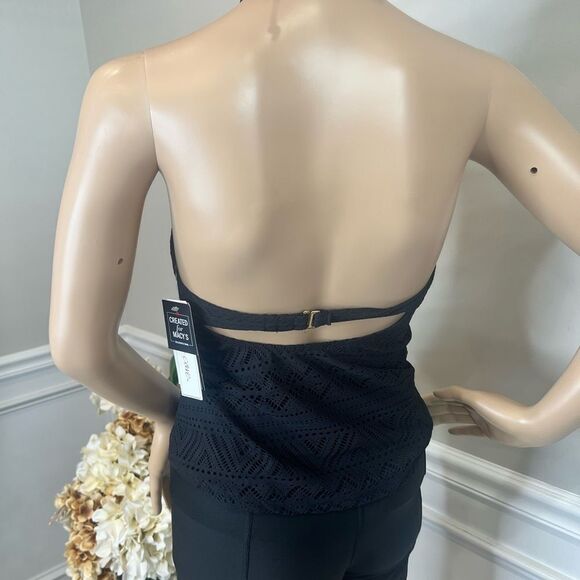 NWT Salt + Cove black cutout Crochet High-Neck Tankini Top, Created for Macy's - Picture 5 of 5